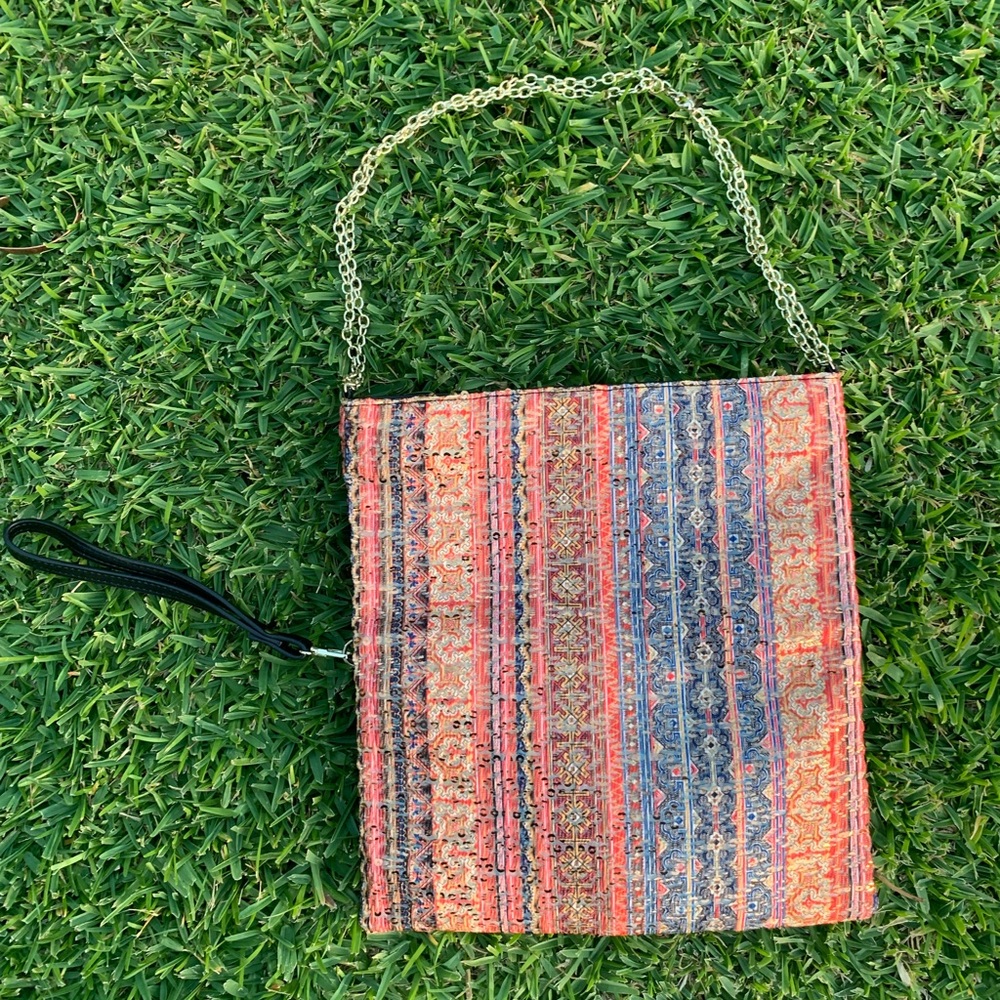 Boho Shimmer wristlet/Clutch with Sequence